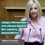 Φώφη Γεννηματά: «Κύριε Μητσοτάκη στα εθνικά θέματα δεν ηγείστε, ακολουθείτε»