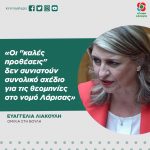Ευαγγελία Λιακούλη: «Οι "καλές προθέσεις" δεν συνιστούν συνολικό σχέδιο για τις θεομηνίες στο νομό Λάρισας»
