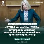 Φώφη Γεννηματά: «ΣΥΡΙΖΑ και γαλάζιος ΣΥΡΙΖΑ δεν μπορούν να κάνουν μεταρρυθμίσεις και να ασκήσουν προοδευτικές πολιτικές»