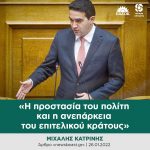 Μιχάλης Κατρίνης: «Η προστασία του πολίτη και η ανεπάρκεια του επιτελικού κράτους»