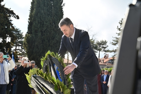 O Nίκος Ανδρουλάκης στις εκδηλώσεις για την 148η επέτειο της επανάστασης του Ολύμπου, στο Λιτόχωρο