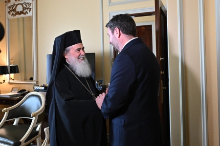 Συνάντηση Νίκου Ανδρουλάκη με τον Πατριάρχη Ιεροσολύμων, κ.κ. Θεόφιλο Γ